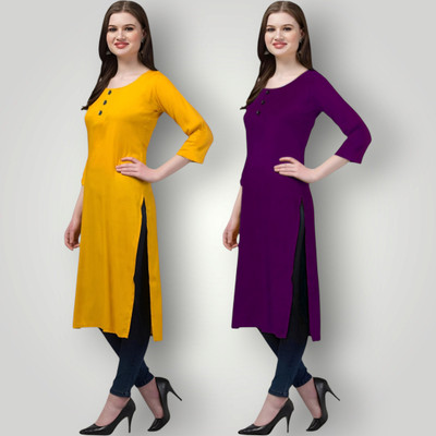 Coft Women Solid Straight Kurta(Multicolor)