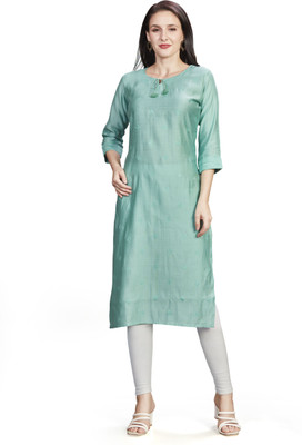 Nioni Women Embroidered Straight Kurta(Light Green)