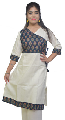 KheyaliBoutique Women Embroidered A-line Kurta(White)