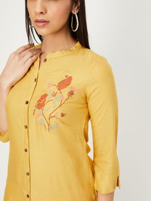 MAX Women Solid Straight Kurta(Yellow)