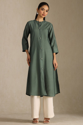 soch Women Solid A-line Kurta(Green)