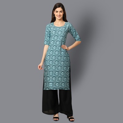 1 Stop Fashion Women Printed Straight Kurta(Light Green)