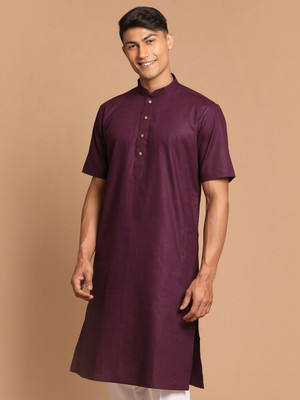 VASTRAMAY Men Solid A-line Kurta(Purple)
