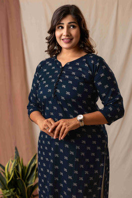 Amthi Women Printed A-line Kurta(Blue)