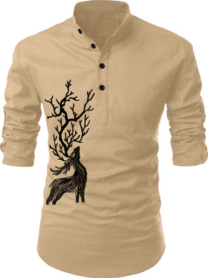 Fashion Marts Men Solid Straight Kurta(Gold)