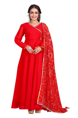 Aether Fashion Women Solid Anarkali Kurta(Red)