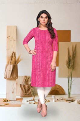 JANKHANA Women Printed A-line Kurta(Pink)