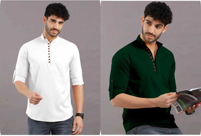 StoneHeart Men Solid Straight Kurta(Multicolor)