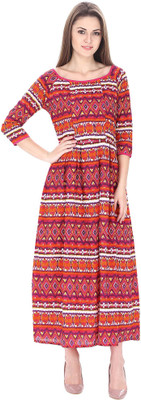 Natty India Women Printed Flared Kurta(Multicolor)