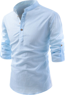 Edinwolf Men Solid A-line Kurta(Light Blue)
