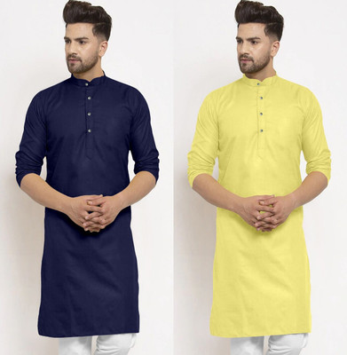 JENZEE Men Self Design Straight Kurta(Multicolor)