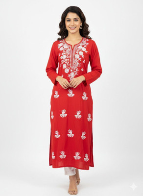 Warda boutique Women Solid A-line Kurta(Red)