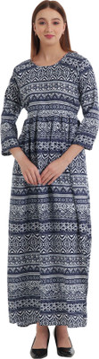 HouseOfCommon Women Printed A-line Kurta(Light Blue)
