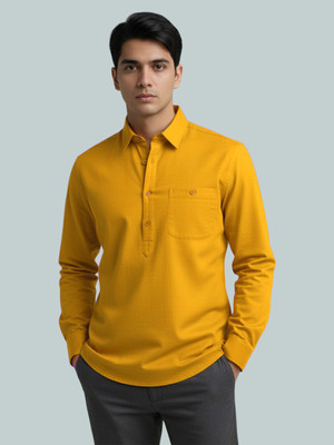 Univibe Men Solid A-line Kurta(Yellow)