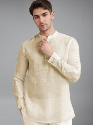 Vida Loca Men Solid A-line Kurta(Beige)