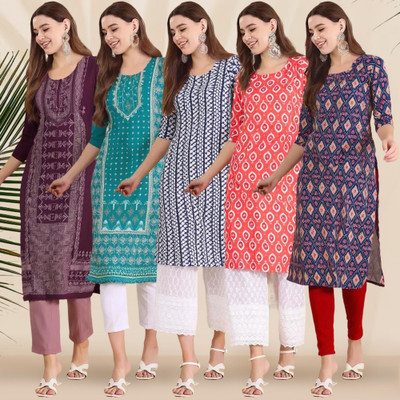 1 Stop Fashion Women Printed A-line Kurta(Multicolor)