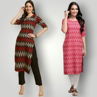 KALLAXI Women Self Design Straight Kurta(Multicolor)