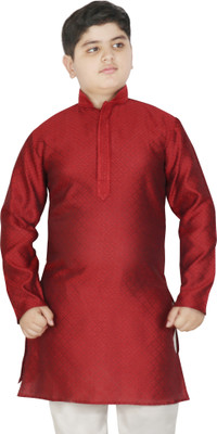 SG YUVRAJ Boys Self Design Straight Kurta(Maroon)