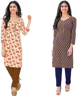 WEATHER CHANGER Women Printed Straight Kurta(Red, Beige, Yellow)