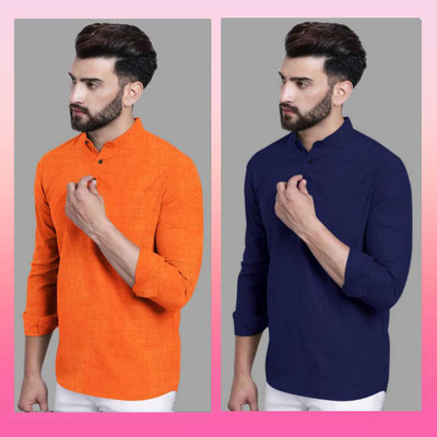 Priya Enterprises Men Solid A-line Kurta(Dark Blue)