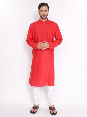 Zois Men Solid A-line Kurta(Red)