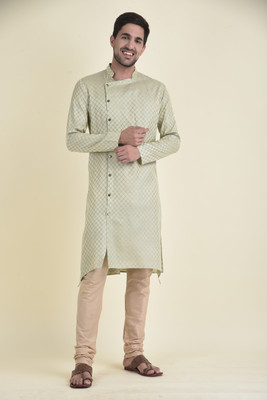Tabard Men Self Design Straight Kurta(Green)