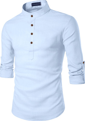 Fifth U Men Solid Flared Kurta(Light Blue)