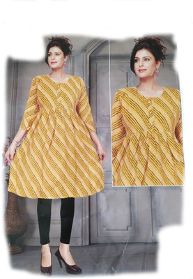 SHETHDADA Women Striped A-line Kurta(Yellow)