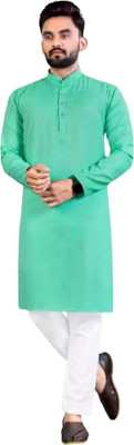 GALAQUEEN Men Solid Straight Kurta(Light Green)