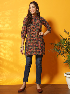 HouseOfCommon Women Printed Ethnic Dress Kurta(Multicolor)
