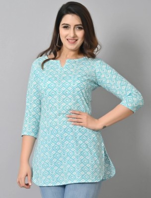 Kairab Women Printed A-line Kurta(Light Blue)