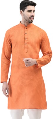 SG LEMAN Men Solid Straight Kurta(Orange)