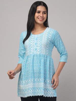 Trend Level Women Embroidered Straight Kurta(Light Blue)