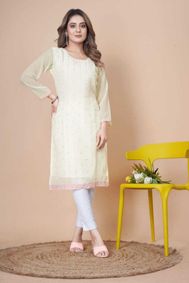VALARIS Women Printed A-line Kurta(Yellow)