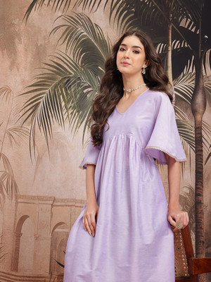 Sangria Women Solid A-line Kurta(Purple)