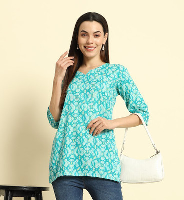 Mialo fashion Women Printed Straight Kurta(Light Blue)
