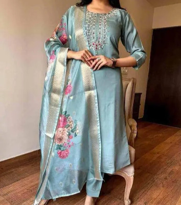 RADHEY Embroidered Kurta, Trouser/Pant & Dupatta Set
