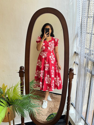 Manvi Enterprises Women Ikat Anarkali Kurta(Red)