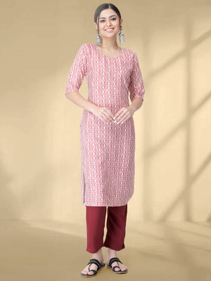 1 Stop Fashion Women Printed A-line Kurta(Pink)