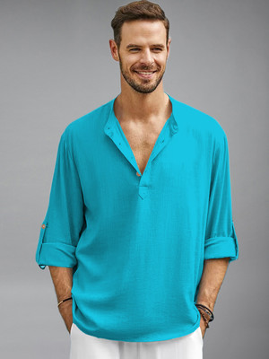 Vida Loca Men Solid Straight Kurta(Brown)
