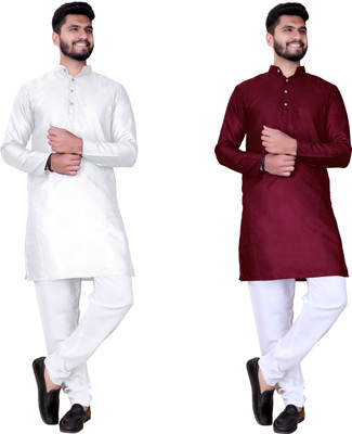 Reyansh4u Men Solid Straight Kurta(Maroon)