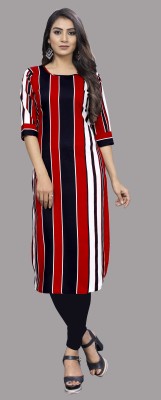 tanvi creation Women Striped Straight Kurta(Red)