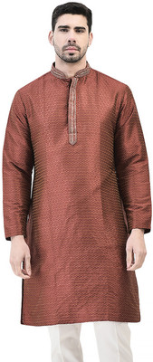 SG LEMAN Men Embroidered Straight Kurta(Maroon)