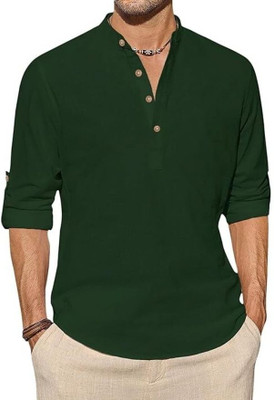 Amrit Trending Men Solid Straight Kurta(Green)