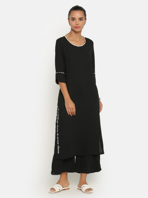 Office & you Women Solid A-line Kurta(Black)