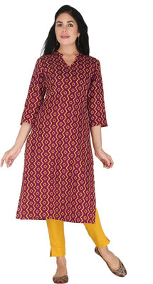 NeeloKurtis Women Printed Straight Kurta(Purple)