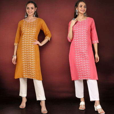 VIVIDH CREATIONS Women Colorblock A-line Kurta(Multicolor)