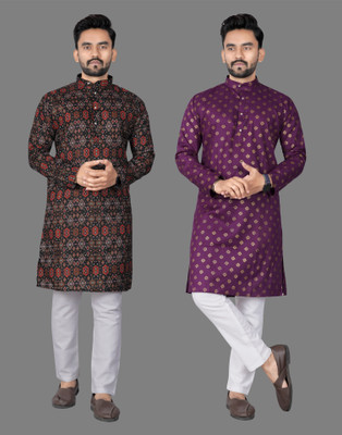 DHASU TRENDZ Men Printed Straight Kurta(Multicolor)