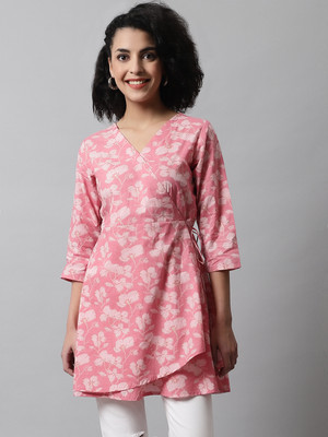 Feranoid Retail Women Printed Straight Kurta(Pink)