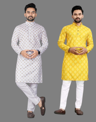 DHASU TRENDZ Men Printed Straight Kurta(Multicolor)